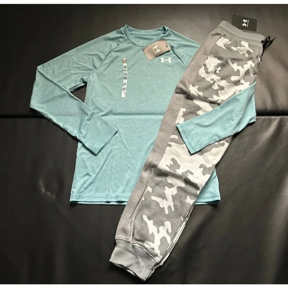 NWT Under Armour Jogger & Long Sleeve Tee Set Boys Youth Size Large